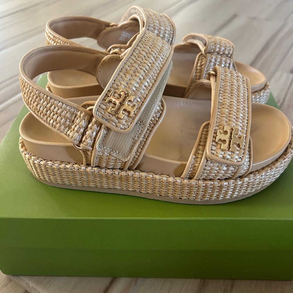 Tory Burch Kira Sport Raffia sandals